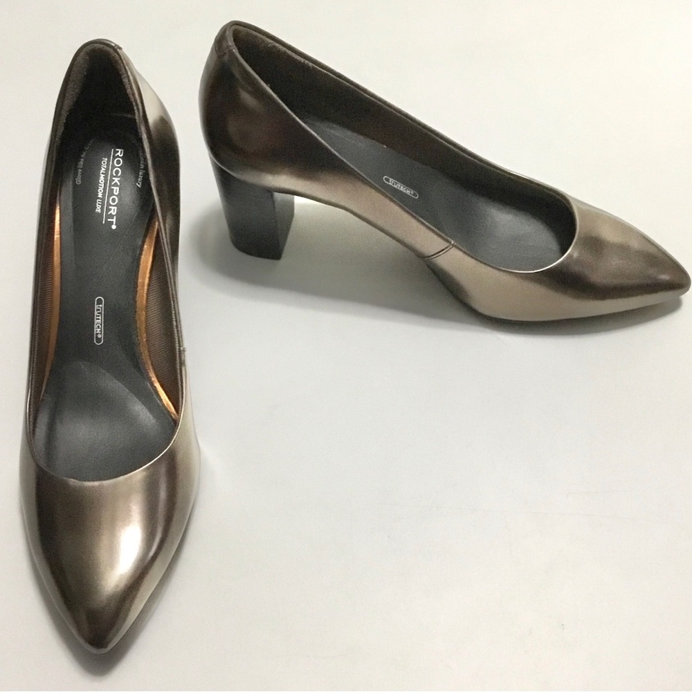 Rockport Total Motion Luxe Leather Metallic Copper Heels